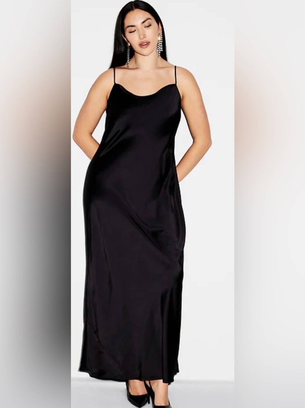 NWT The Occasion by Old Navy Satin Cowl Maxi Dress, Jack Black, Size XXL